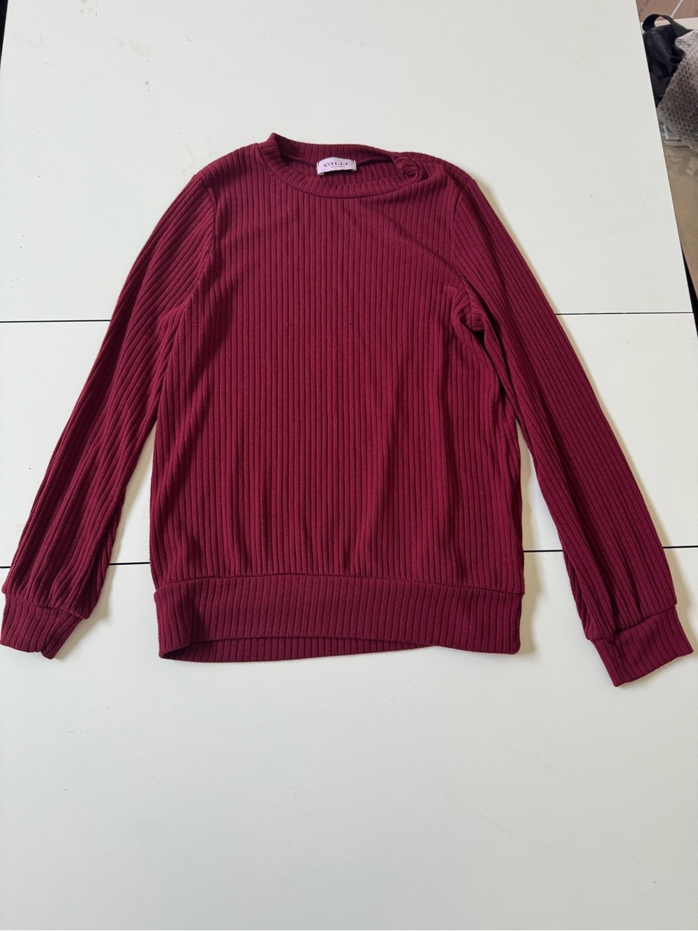 Gilli Ribbed Crewneck Sweater - Wine